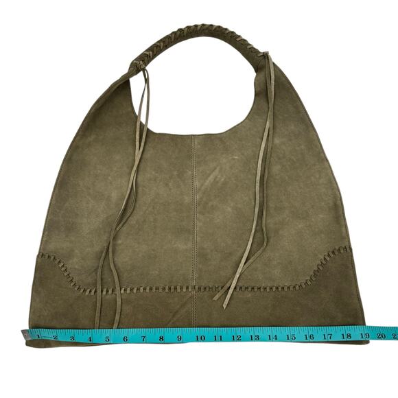 HOBO Green Suede Leather Nomad Hobo Large Square Slouchy Shoulder Bag - Picture 10 of 11